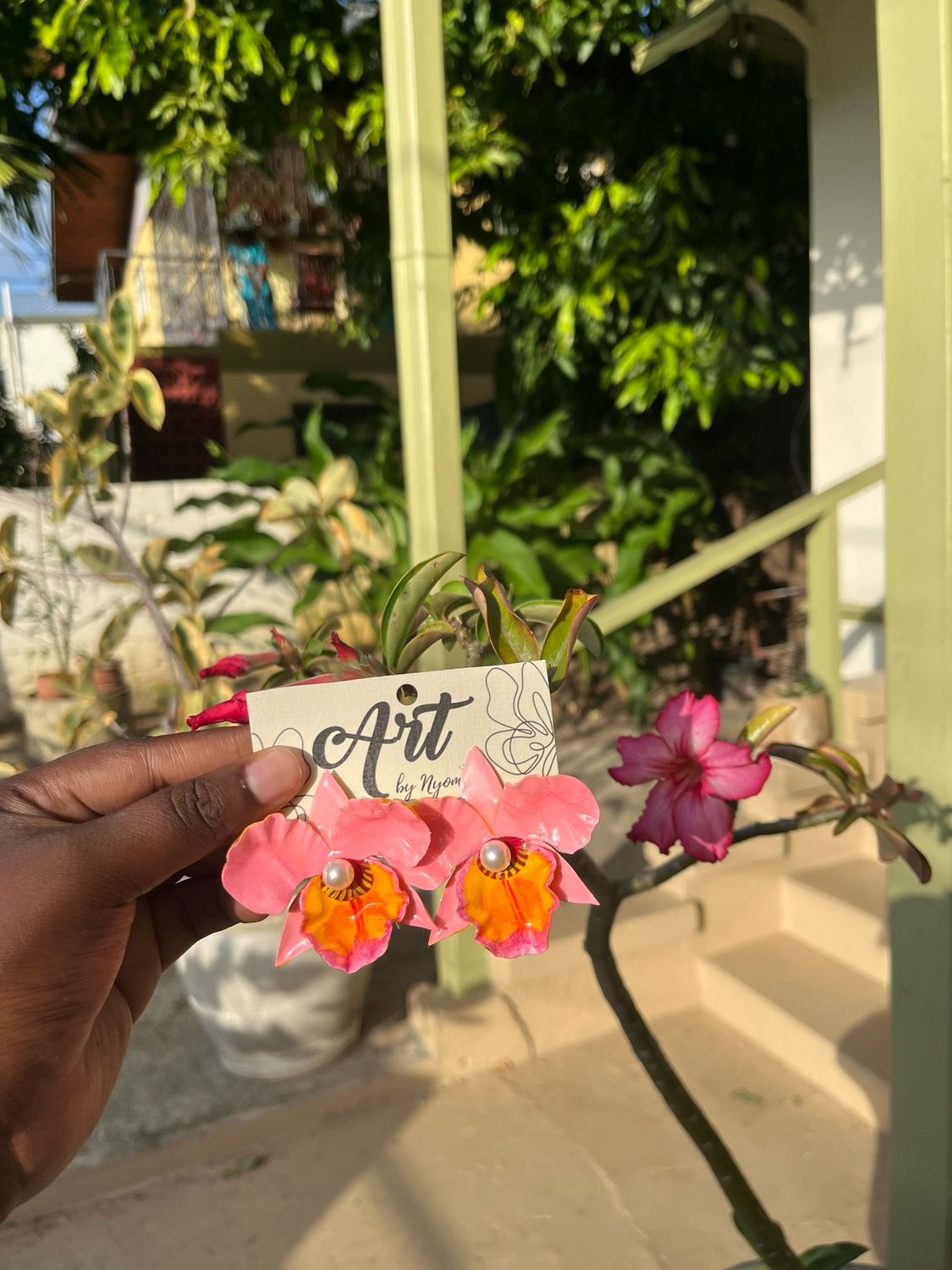 Pink Cattleya Earrings