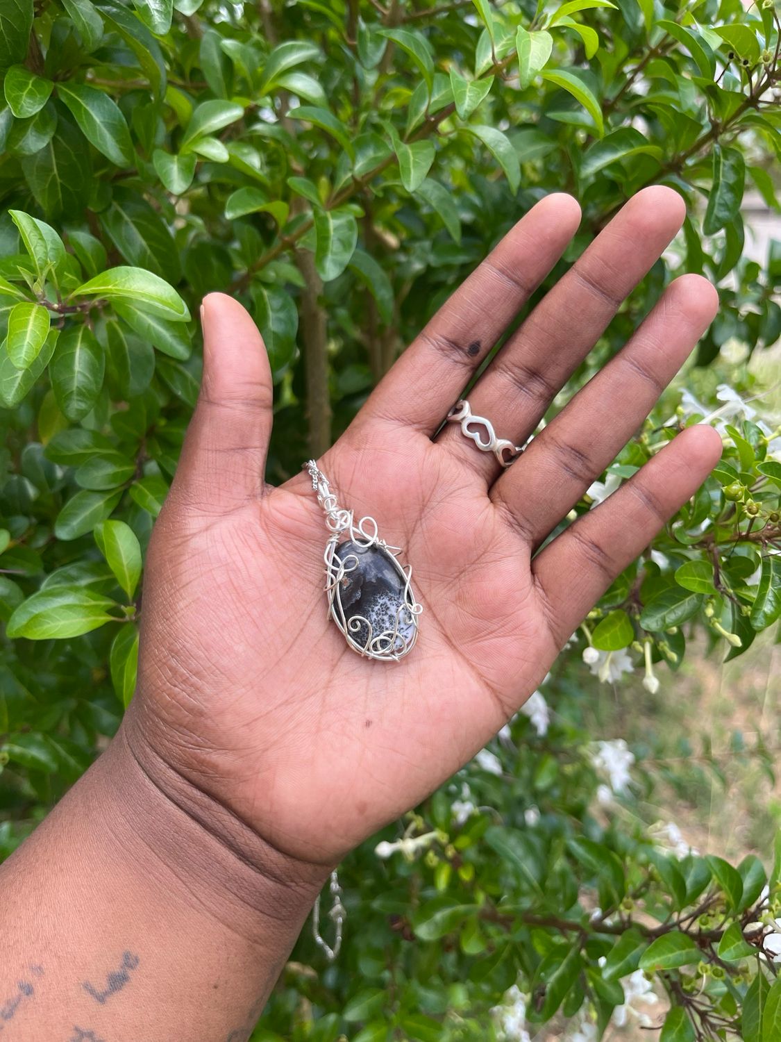 Silver Dendritic Opal Necklace 