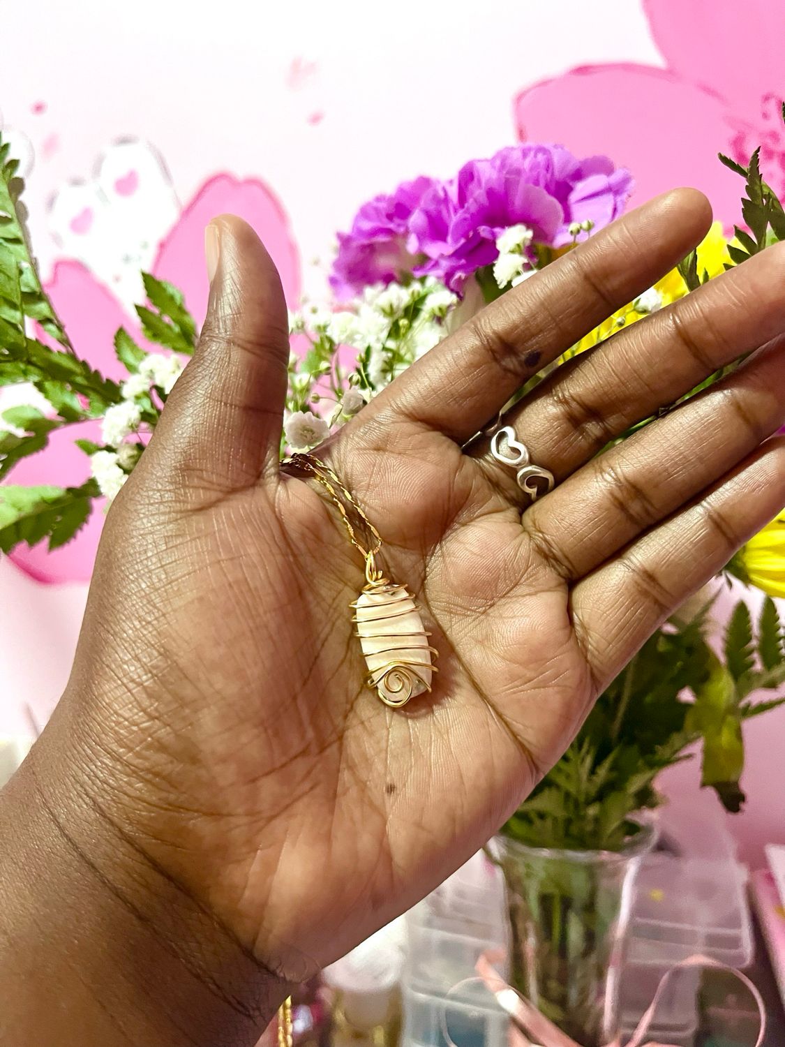 Mini Pink Calcite Necklace 