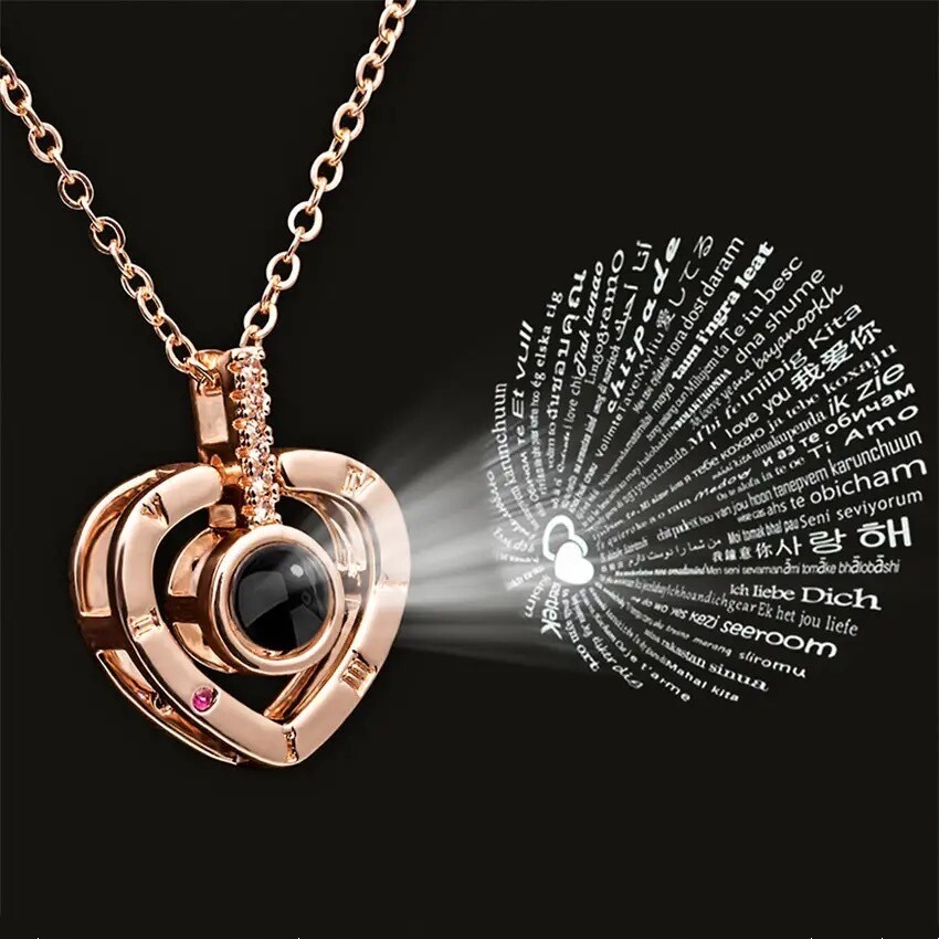 Projection Necklace 100 Languages “I Love You”