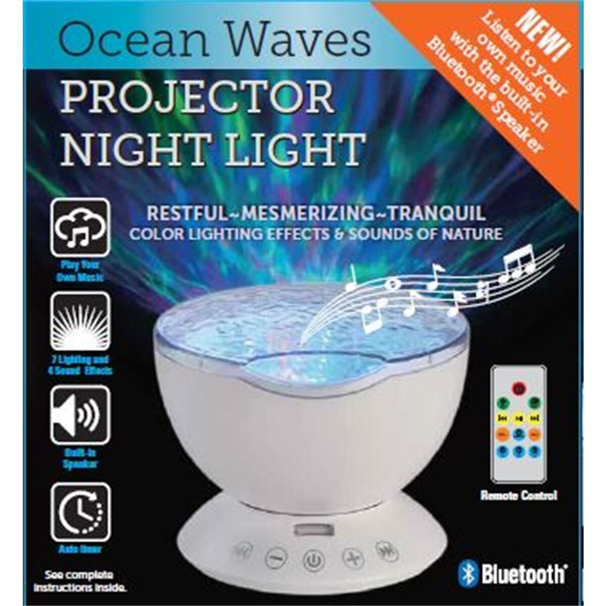 Ocean Wave Projector Night Light w/Bluetooth
