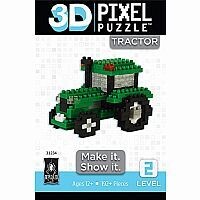 Puzzle Pixel 3D Green Tractor