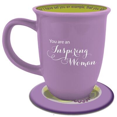 Inspirational Coffee Mug and Coaster/Lid Set Inspiring Women