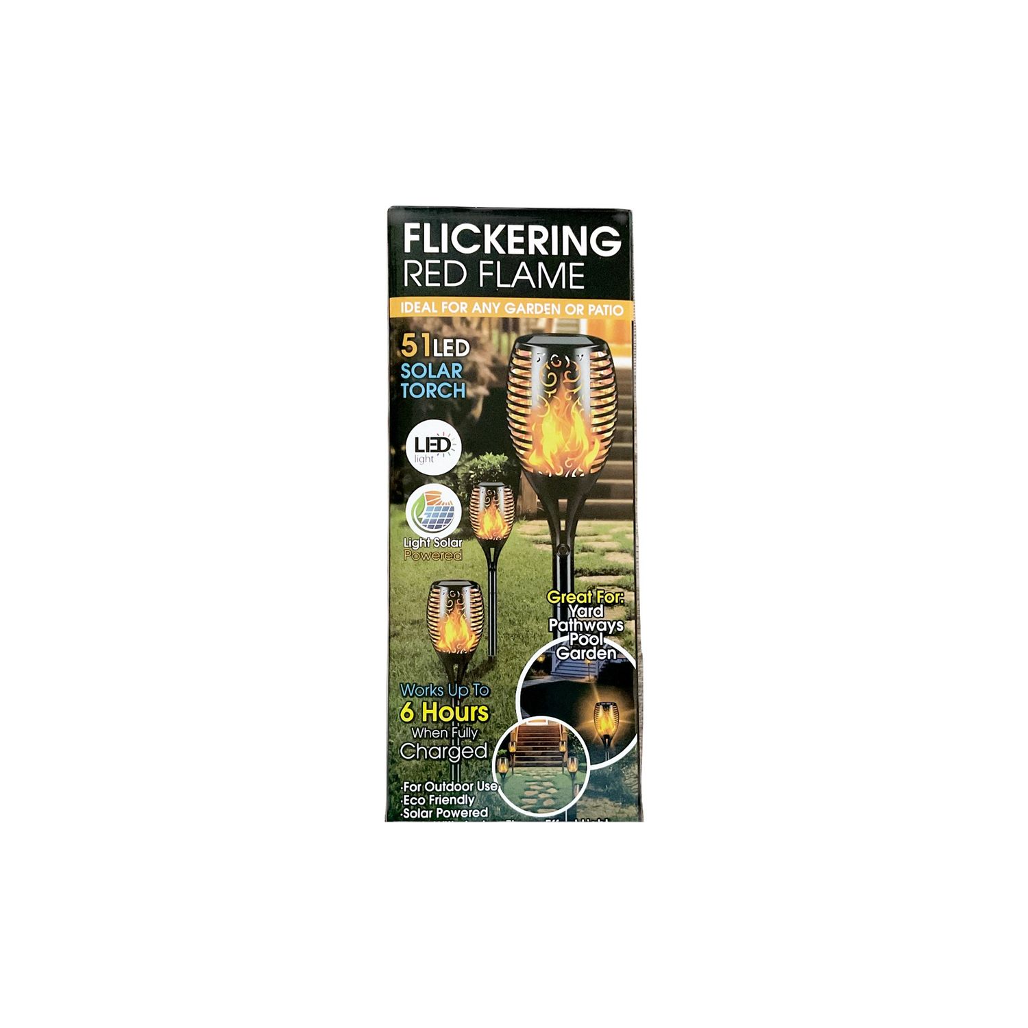 Flickering Red Flame Solar Torch - Large