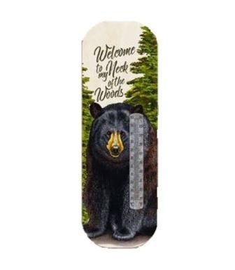 Welcome Black Bear Tin Thermometer