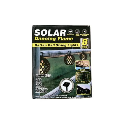 Solar Dancing Flame Rattan Ball String Lights (8 pcs)