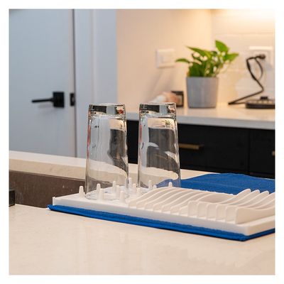 Space Saving Dish Rack -White/Blue