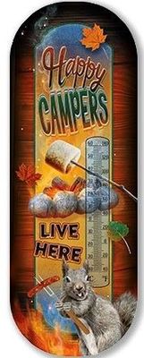 Happy Campers Live Here Tin Thermometer