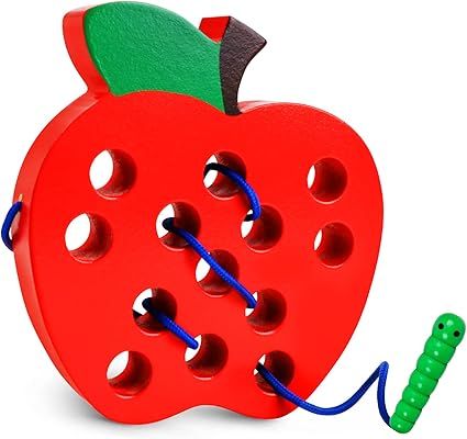 Montessori Wooden Lacing Apple