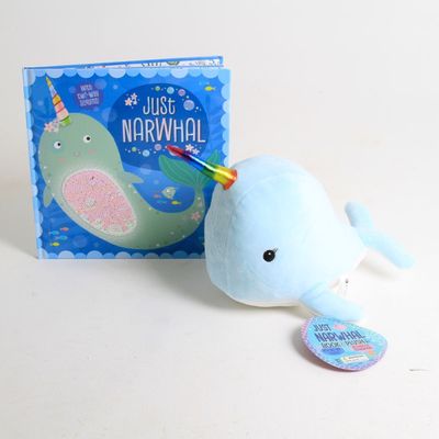 Just Narwhal Book and Plush 2 set