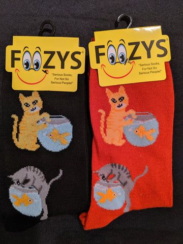 Foozy Socks - Cat and Fish Bowl