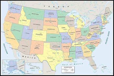 Peel and Stick Dry Erase USA Map