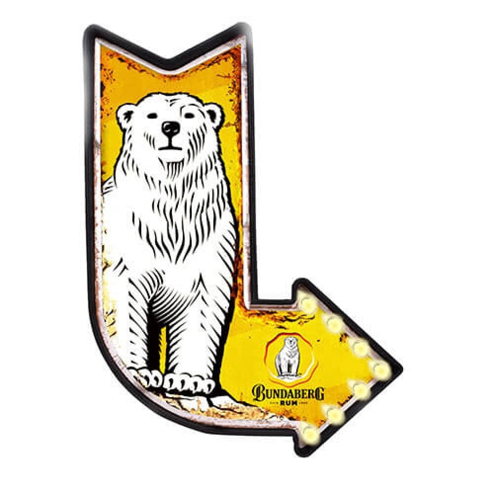 BUNDABERG LIGHT UP TIN SIGN