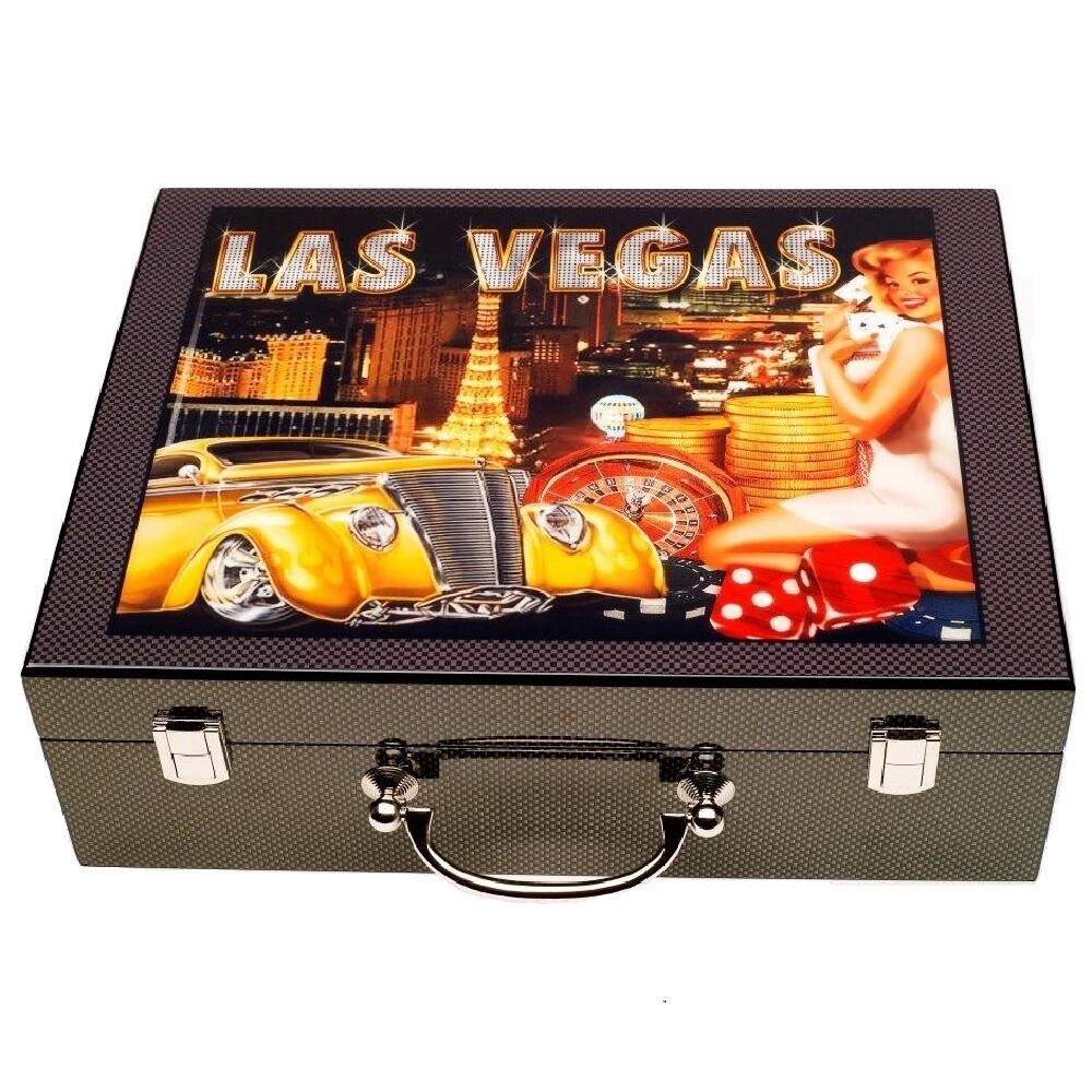POKER CHIPS WITH WOODEN CASE – LAS VEGAS COLLECTION – 500 PIECES