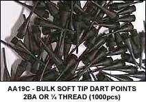 SOFT TIP DART POINTS - 2BA OR 1/4" (1000 PCS)