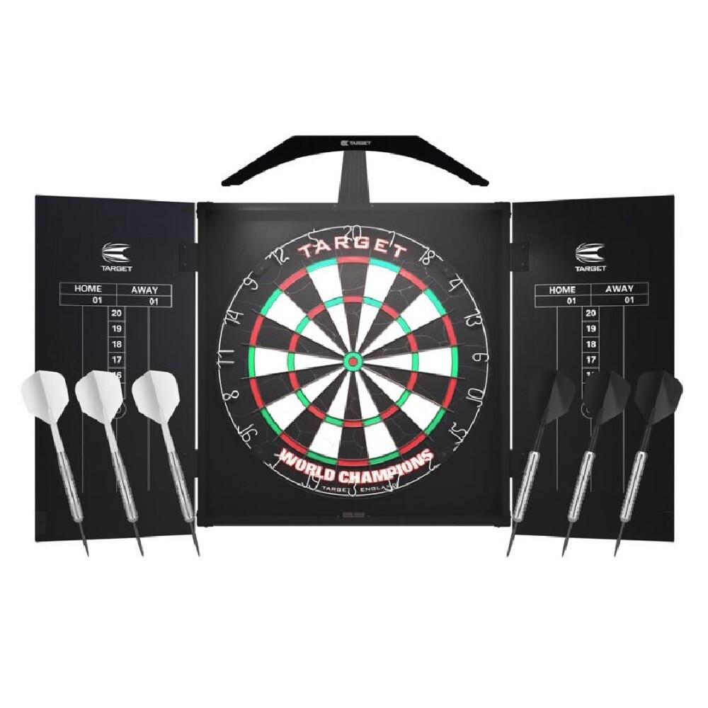 DARTBOARD, CABINET &amp;  ARC LIGHT SET - TARGET