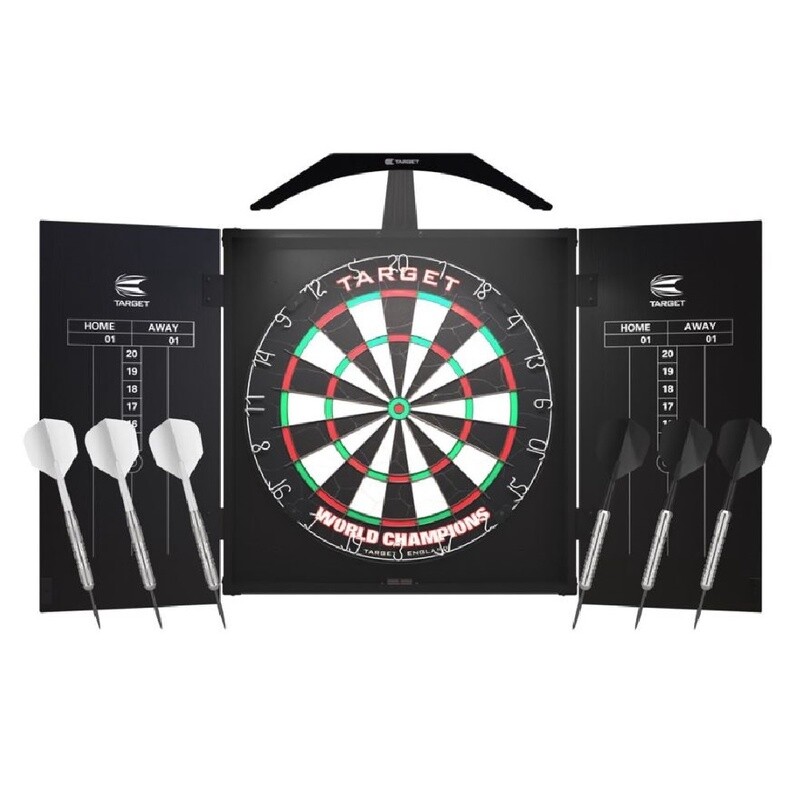 DARTBOARD, CABINET &amp;  ARC LIGHT SET - TARGET