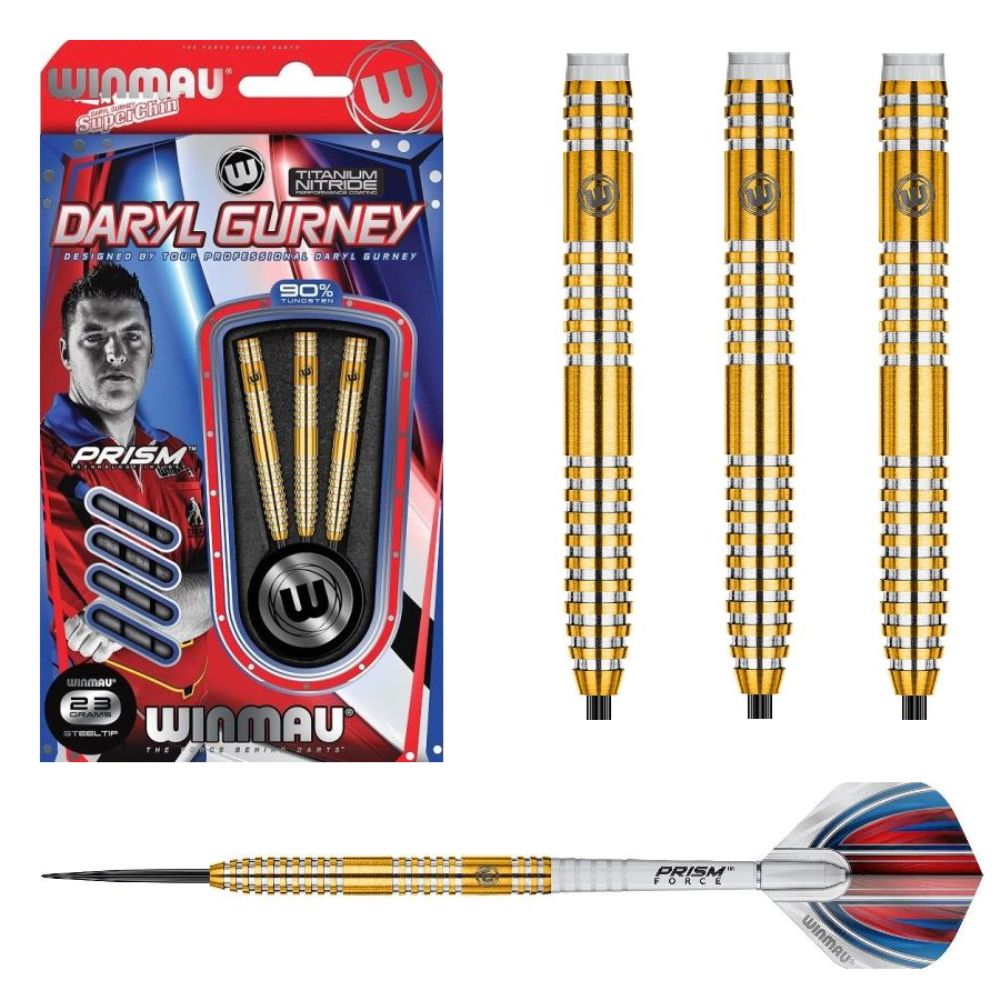 WINMAU TUNGSTEN DART 90% -  DARYL GURNEY GOLD  -  23 &amp;25GM