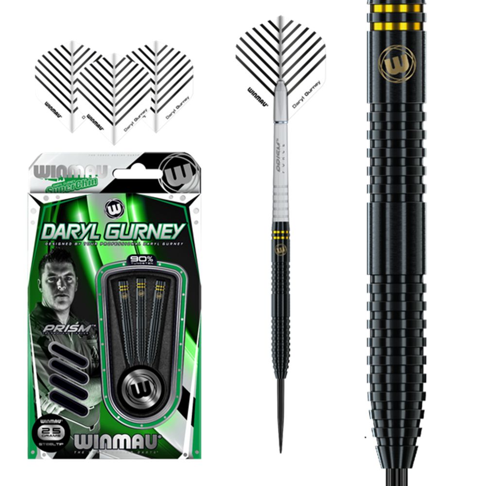 WINMAU DARYL GURNEY BLACK 90% TUNGSTEN DARTS