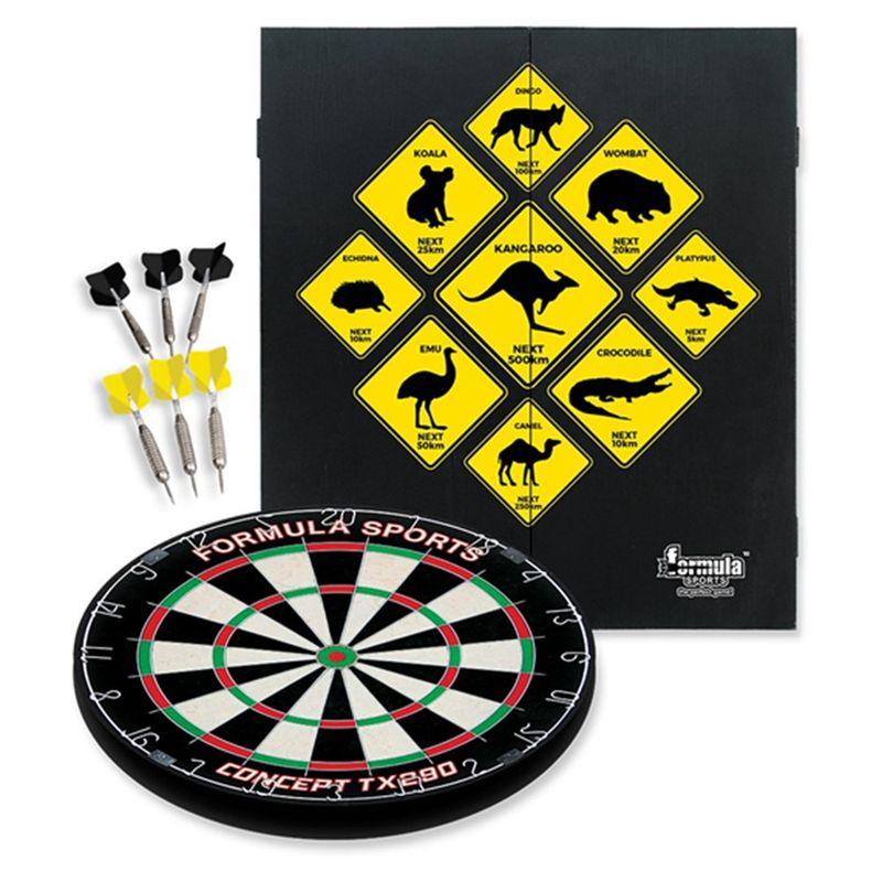 DARTBOARD &amp; CABINET SET - FORMULA OUTBACK