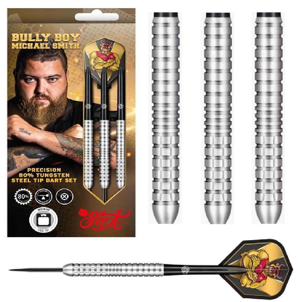 SHOT MICHAEL SMITH 'BULLY BOY' PRECISION 80% TUNGSTEN DARTS - 24GM