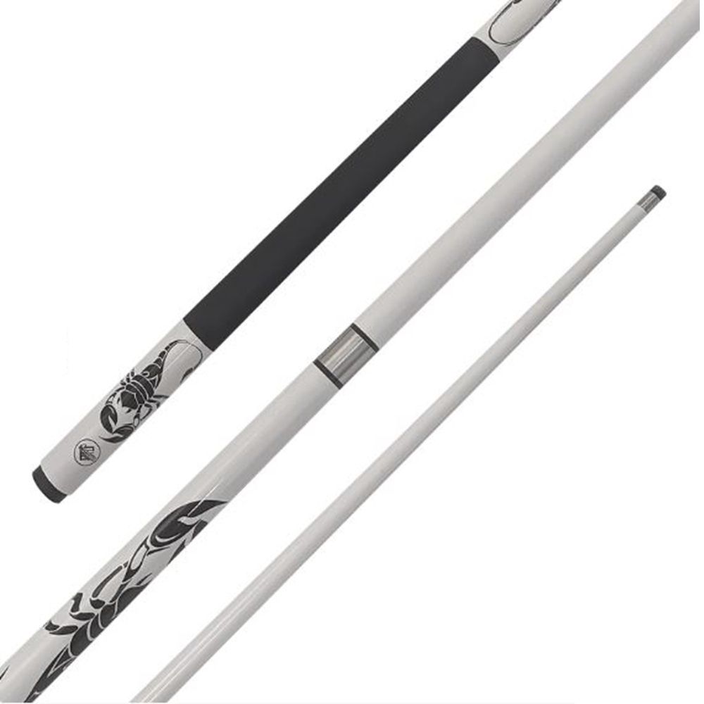 2 PIECE CUE - SCORPION WHITE - 57" 10MM GLUE-ON TIP