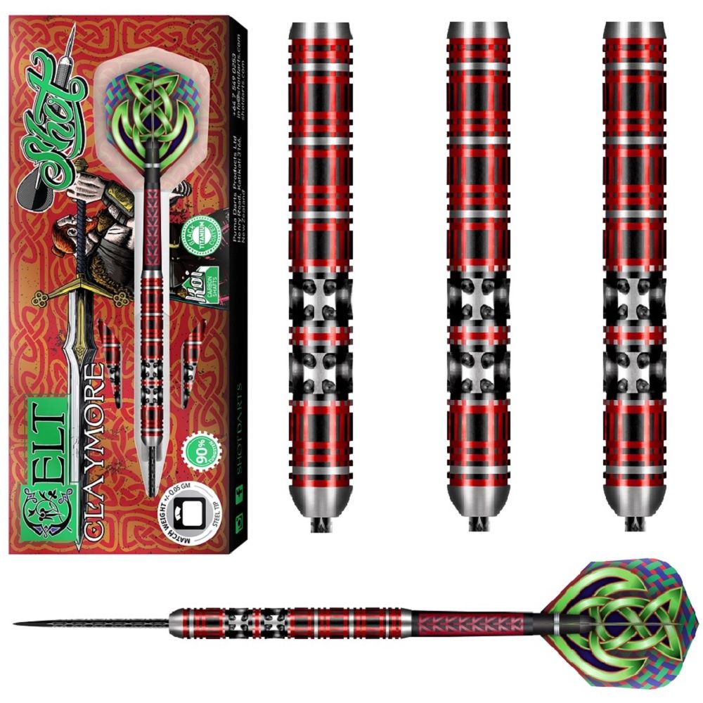 SHOT CELT CLAYMORE  90% TUNGSTEN DARTS – 23, 24, 25GM, WEIGHT: 23GM