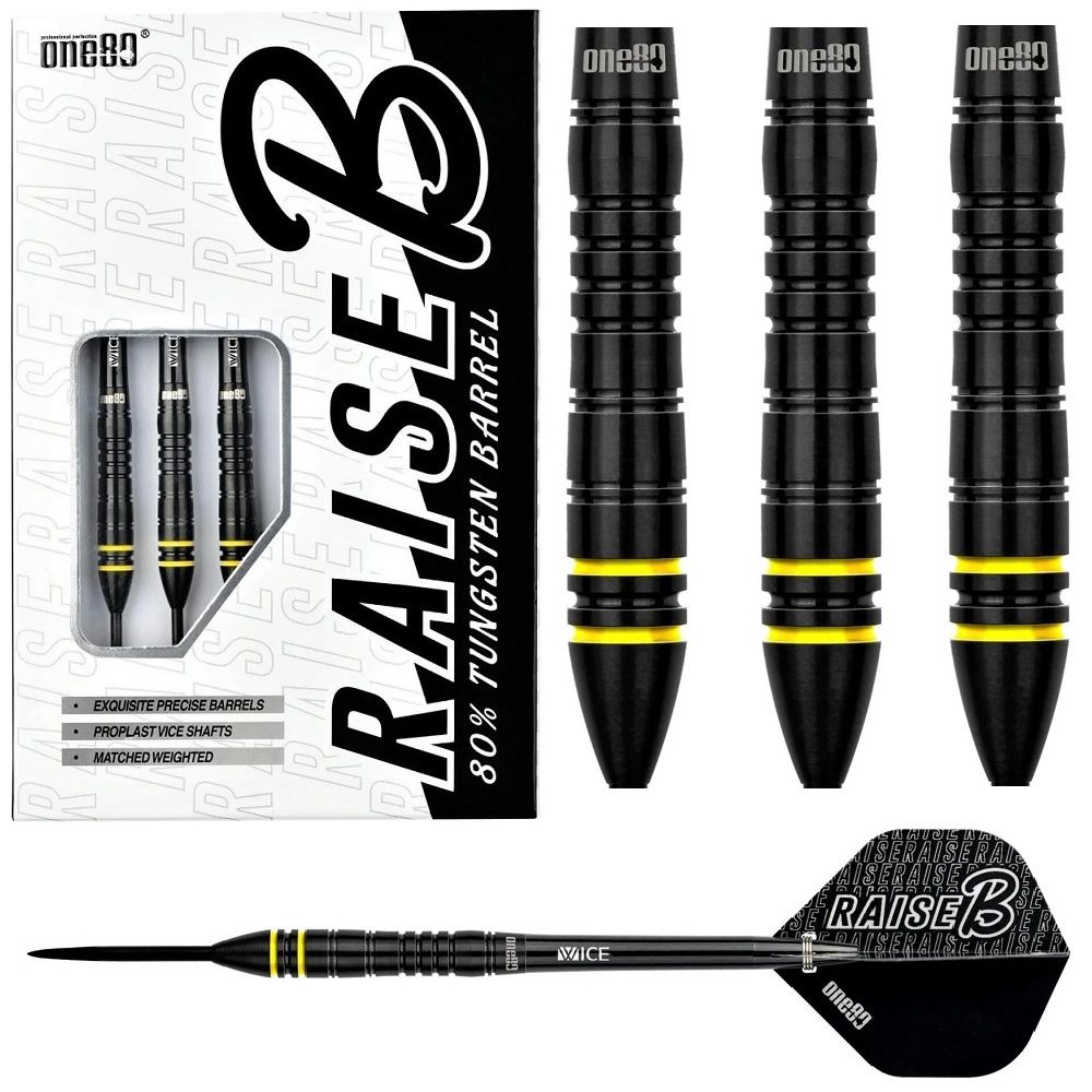 ONE80 RAISE B YELLOW  80% TUNGSTEN DARTS – 21, 23GM, WEIGHT: 21GM