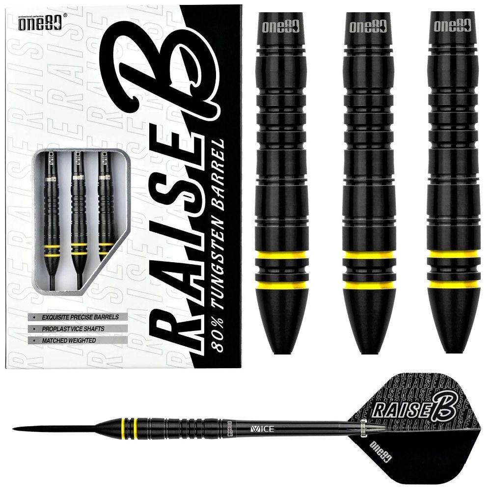 ONE80 RAISE B YELLOW  80% TUNGSTEN DARTS – 21, 23GM