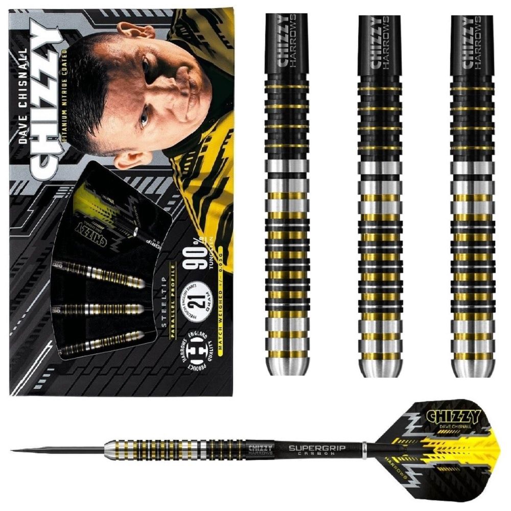 HARROWS DAVE CHISNALL 'CHIZZY' 90% TUNGSTEN DARTS – 22, 24, 26GM, WEIGHT: 22GM