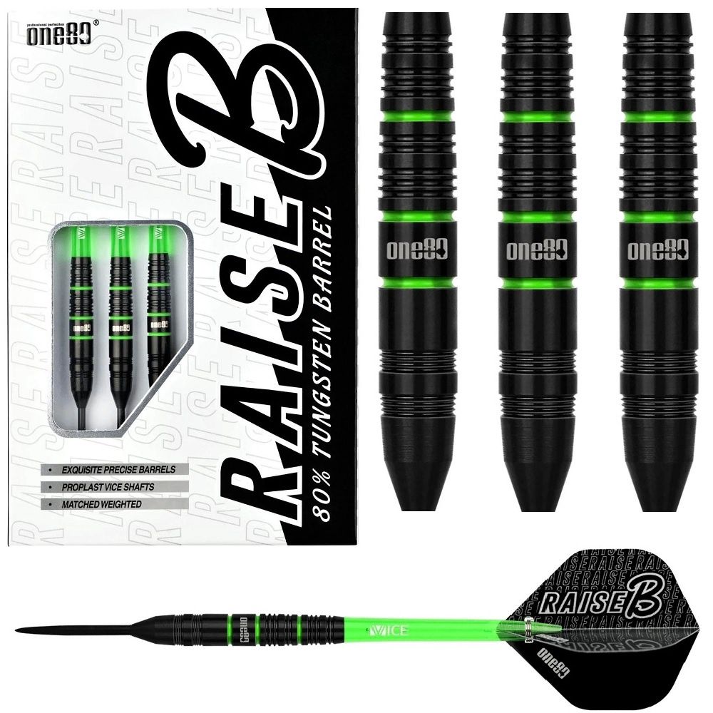 ONE80 RAISE B GREEN 80% TUNGSTEN DARTS – 21, 23GM, WEIGHT: 21GM