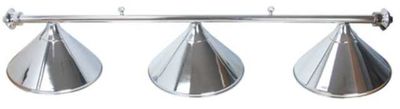3 SHADE OVERHEAD TABLE LIGHT - CHROME RAILS WITH CHROME SHADES - 55"