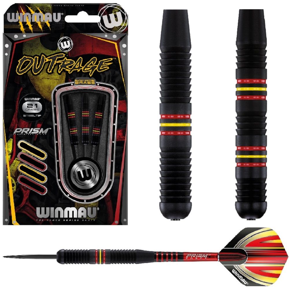WINMAU OUTRAGE BLACK BRASS DARTS – 20, 21, 22 &amp; 23GM