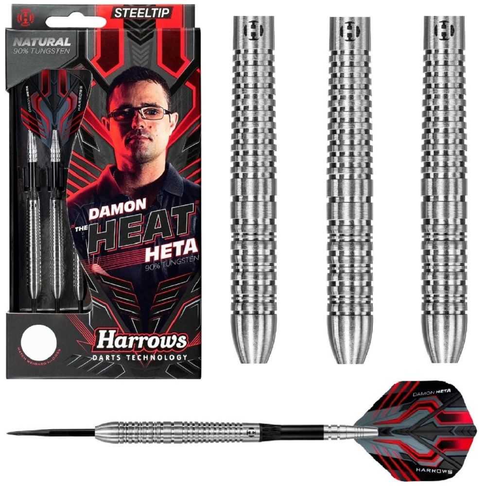 HARROWS DAMON HETA 90% TUNGSTEN DARTS – 21, 23, 25GM, STYLE: STEEL TIP, WEIGHT: 21GM
