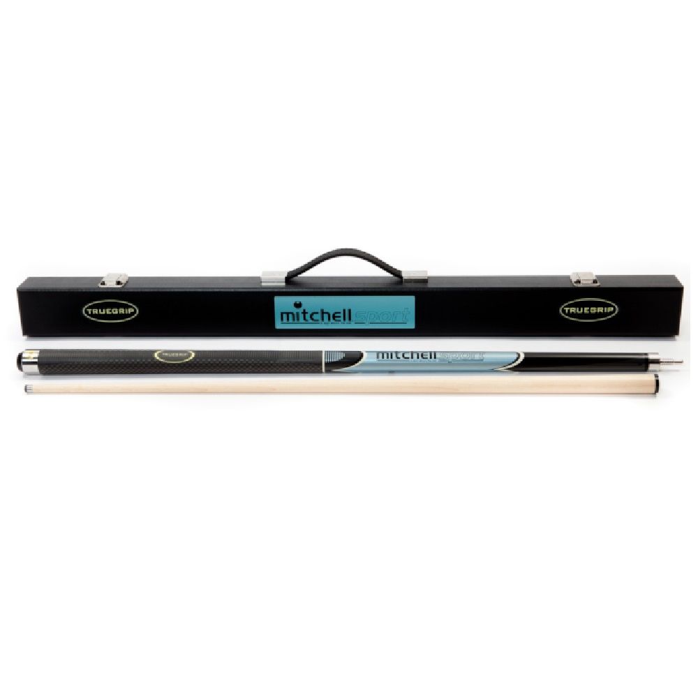 2 PIECE MAPLE CUE – MITCHELL TRUEGRIP CROSSBREED + CASE – 57″ 9MM, Colour: BLUE