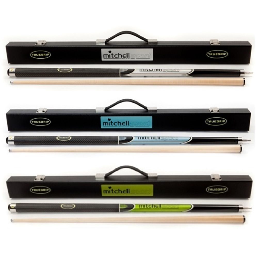 2 PIECE MAPLE CUE – MITCHELL TRUEGRIP CROSSBREED + CASE – 57″ 9MM