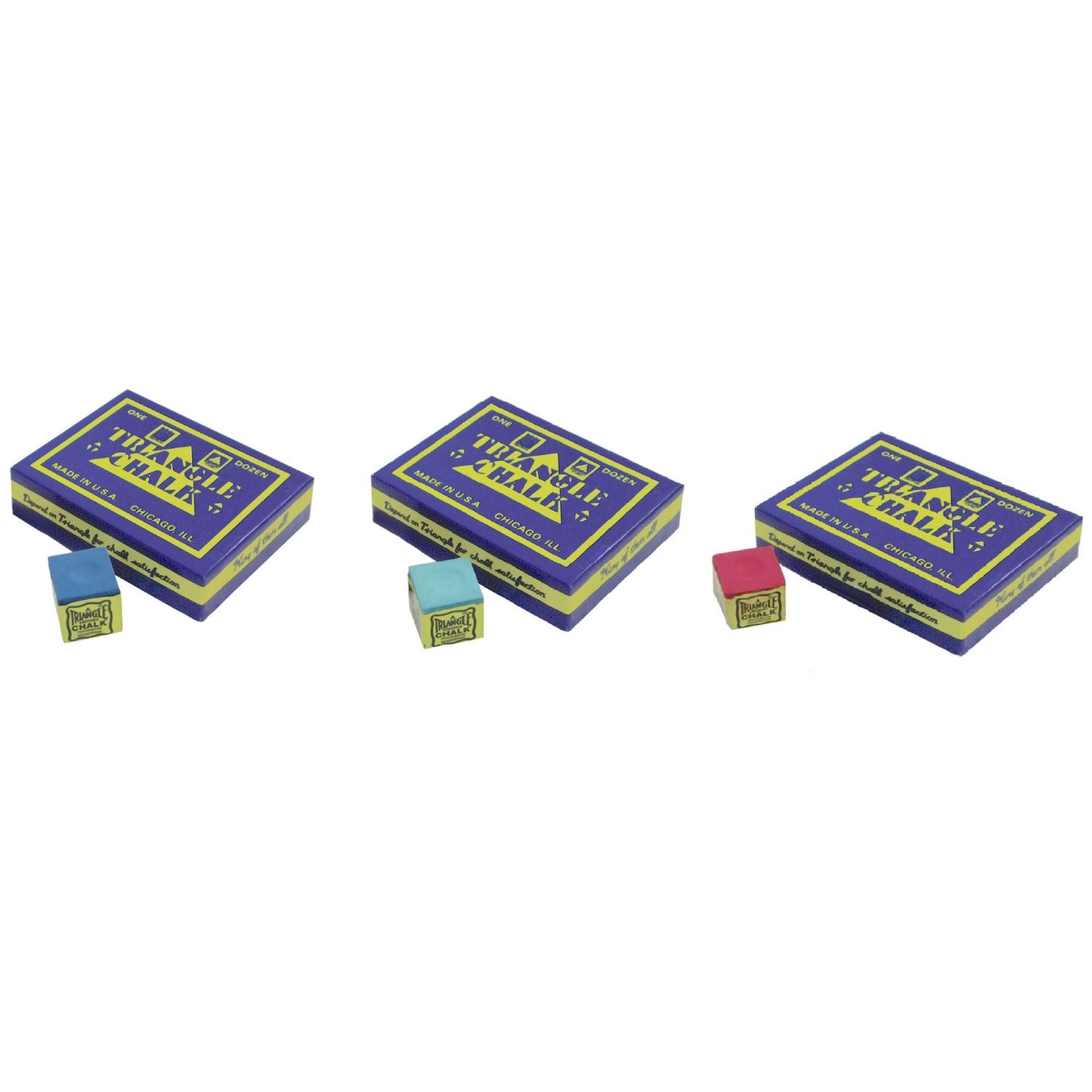 CUE CHALK - TRIANGLE, Colour: BLUE, QUANTITY: BOX OF 12