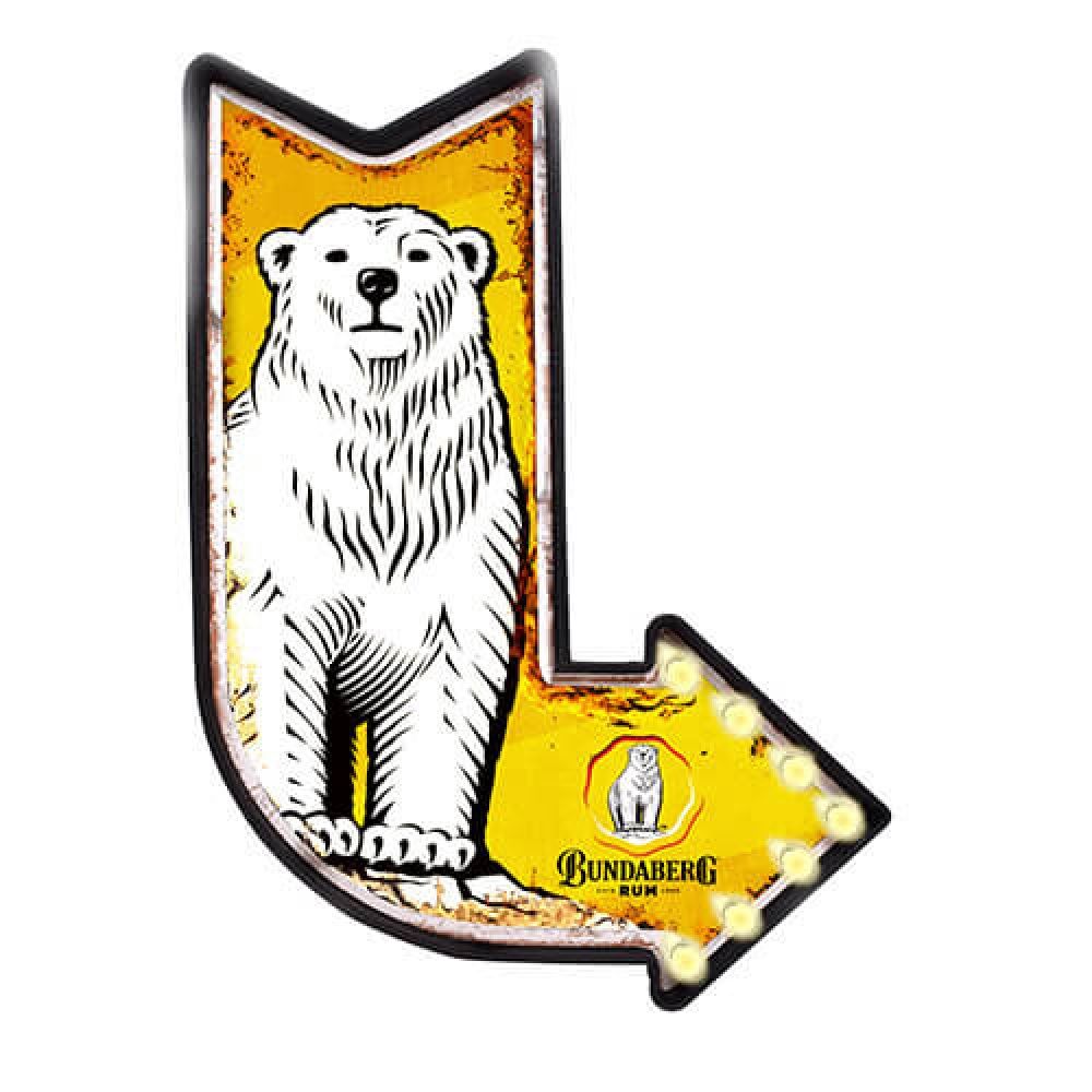 BUNDABERG LIGHT UP TIN SIGN