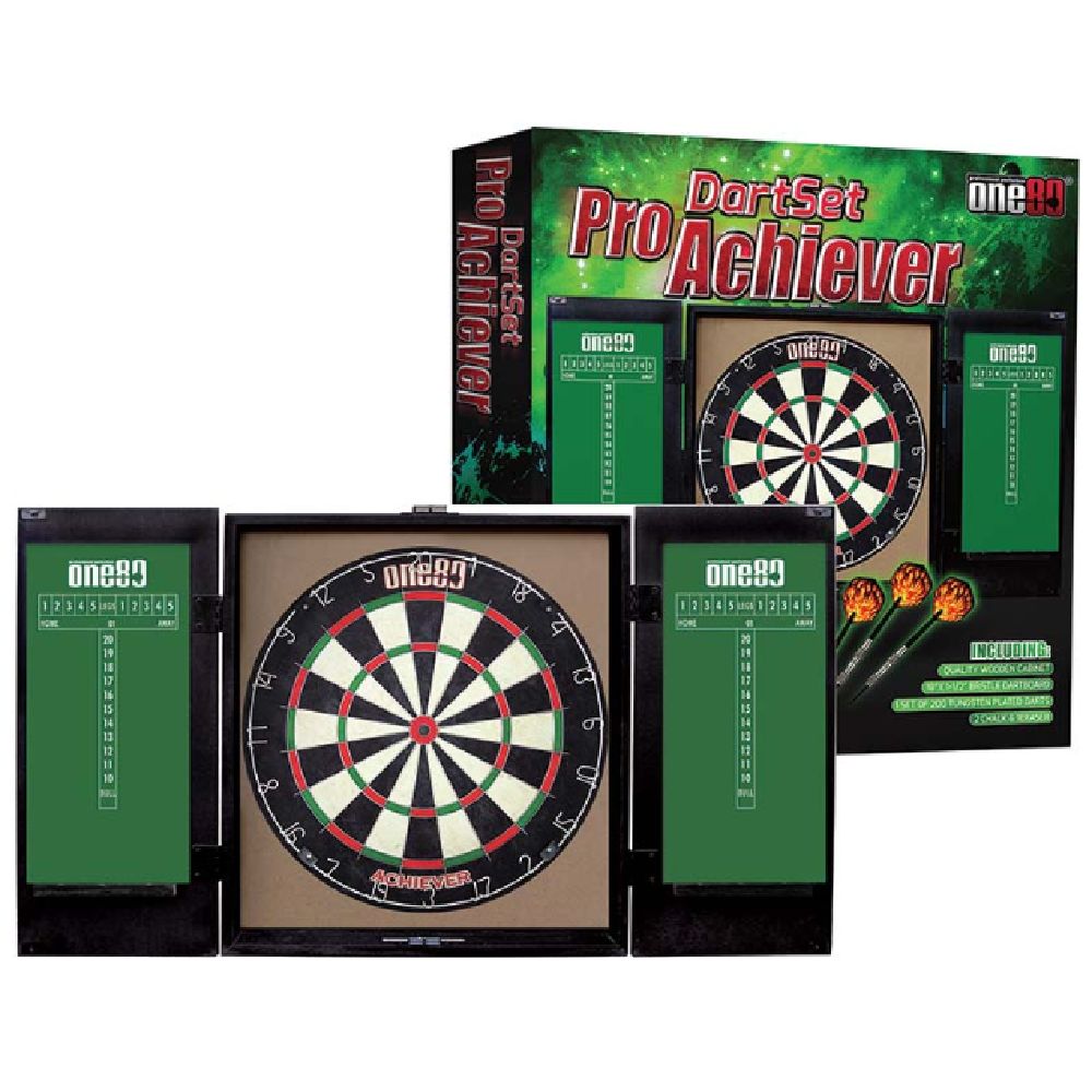DARTBOARD &amp; CABINET SET - ONE80 PRO ACHIEVER