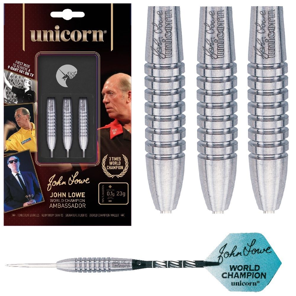 UNICORN JOHN LOWE AMBASSADOR 90% TUNGSTEN DARTS – 21, 23, 25GM, WEIGHT: 21GM