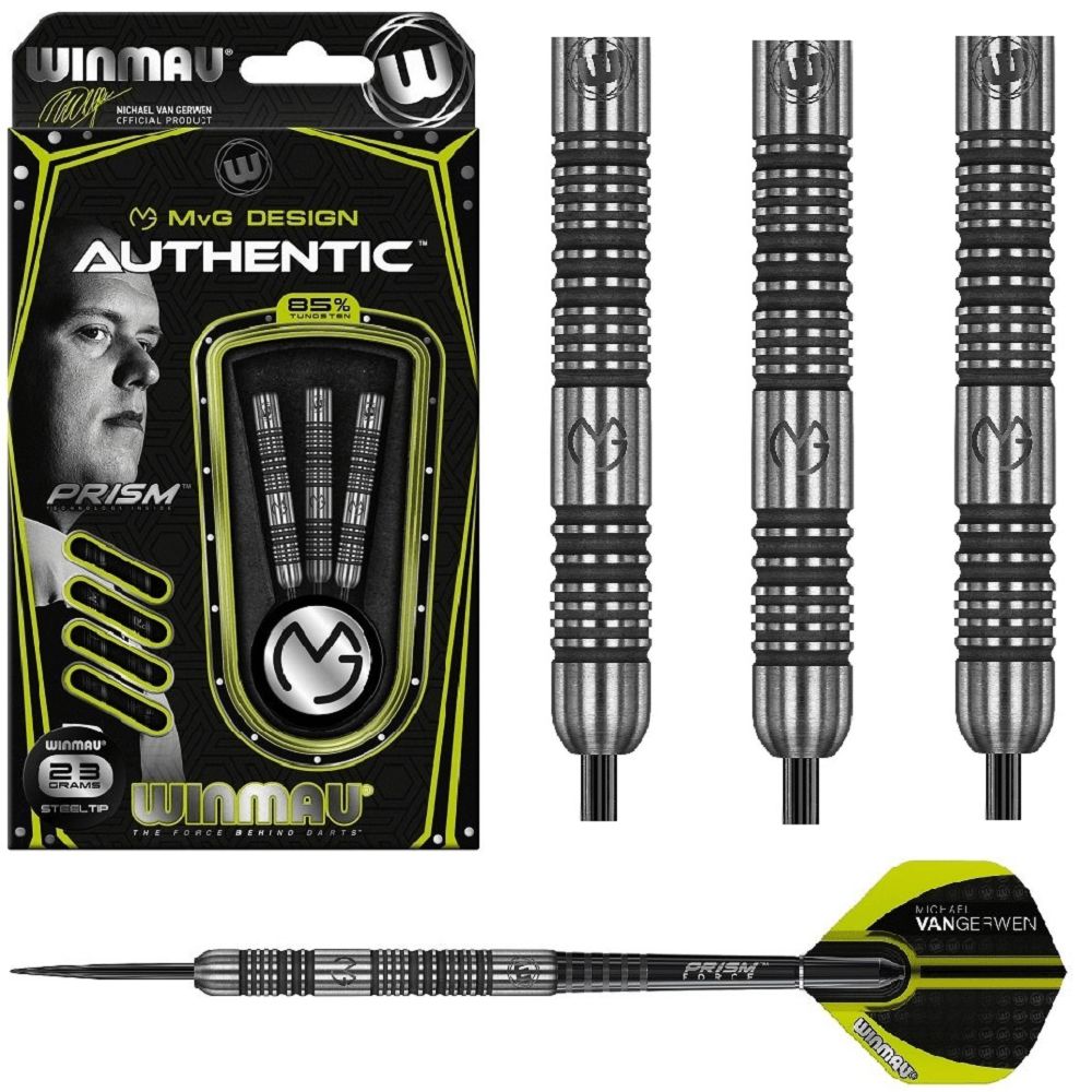 WINMAU MVG AUTHENTIC 85% TUNGSTEN DARTS - 22, 23, 24, 26GM