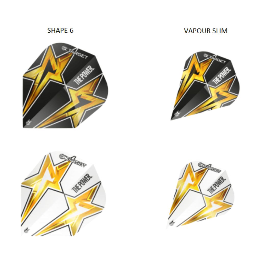 TARGET PHIL TAYLOR 'THE POWER' STAR FLIGHTS - SHAPE 6 &amp; VAPOUR SLIM, Colour: BLACK, SHAPE: SHAPE 6