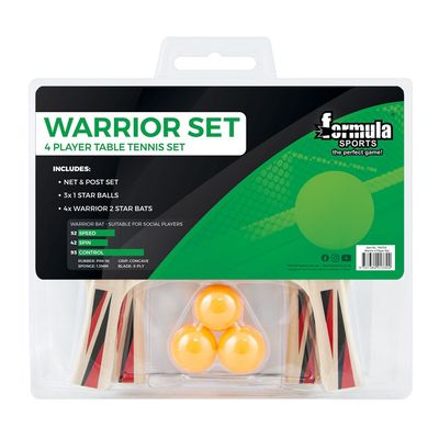 TABLE TENNIS BAT SET - FORMULA - WARRIOR 4 PLAYER