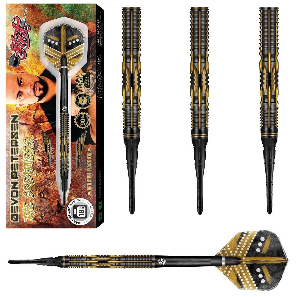 SHOT TUNGSTEN DART SOFT TIP -  DEVON PETERSEN GREATNESS  - 18 &amp; 20GM