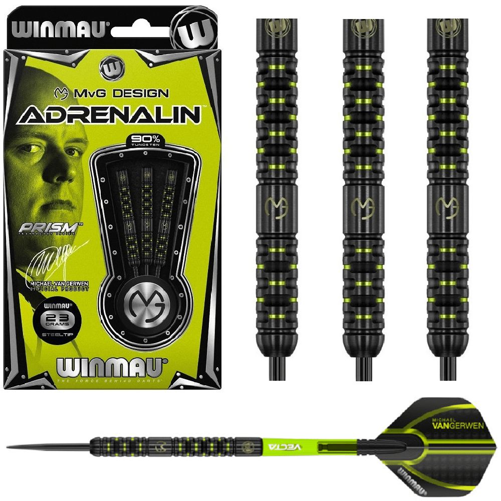 WINMAU TUNGSTEN DART 90% -  MVG ADRENALIN  - 22, 23 &amp; 24GM, WEIGHT: 22GM