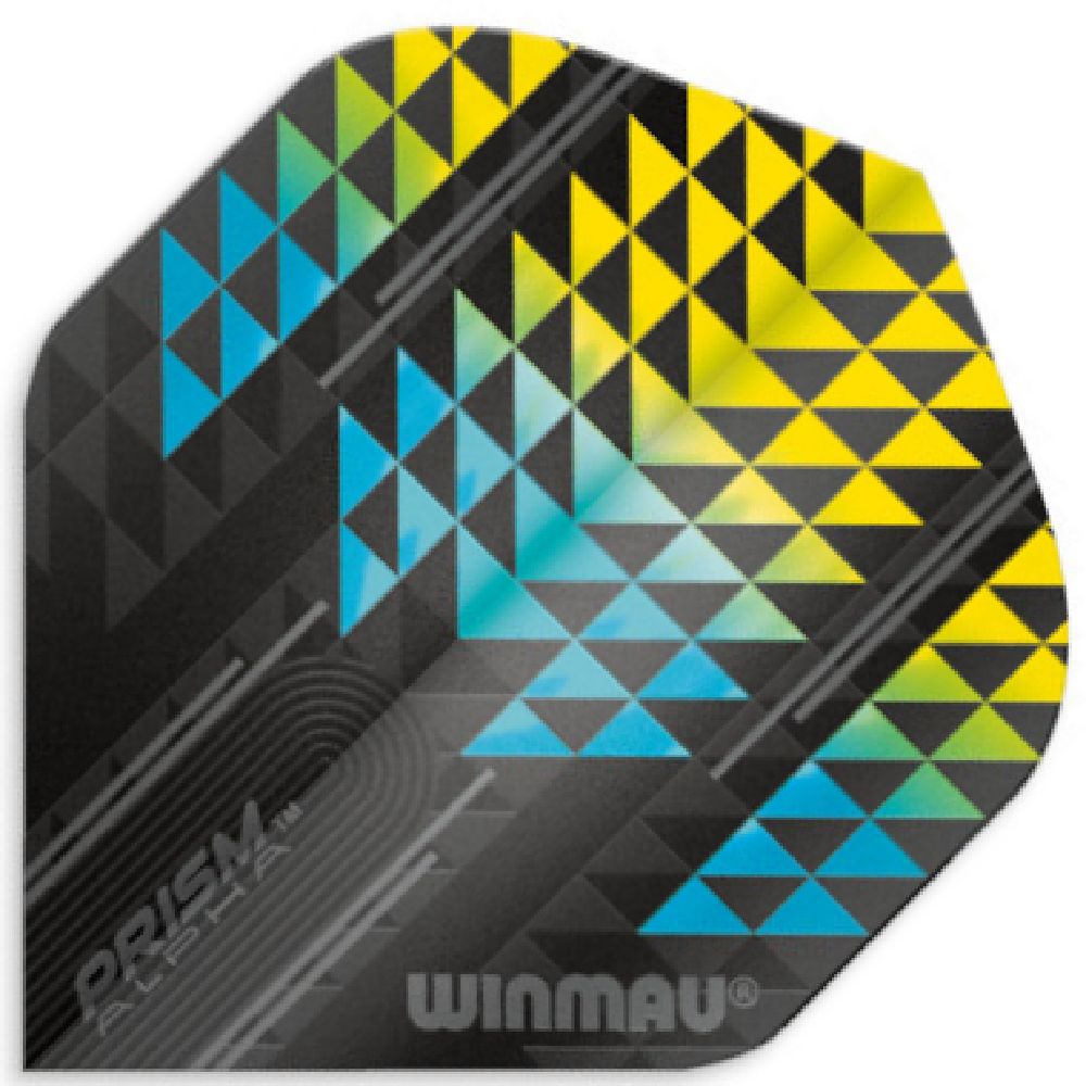 WINMAU FLIGHTS - PRISM ALPHA – STANDARD NEW, DESIGN: BLUE/YELLOW TRIANGLES