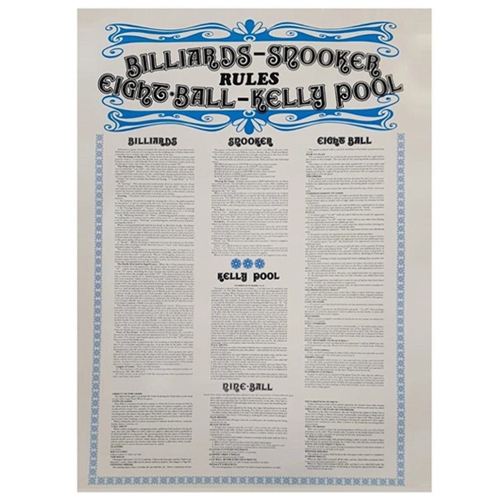 RULES POSTER - BILLIARD'S ROOM