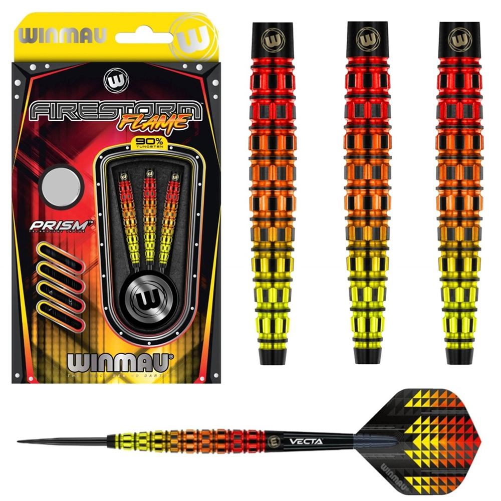 WINMAU FIRESTORM FLAME 90% TUNGSTEN DARTS - 21, 23, 25GM