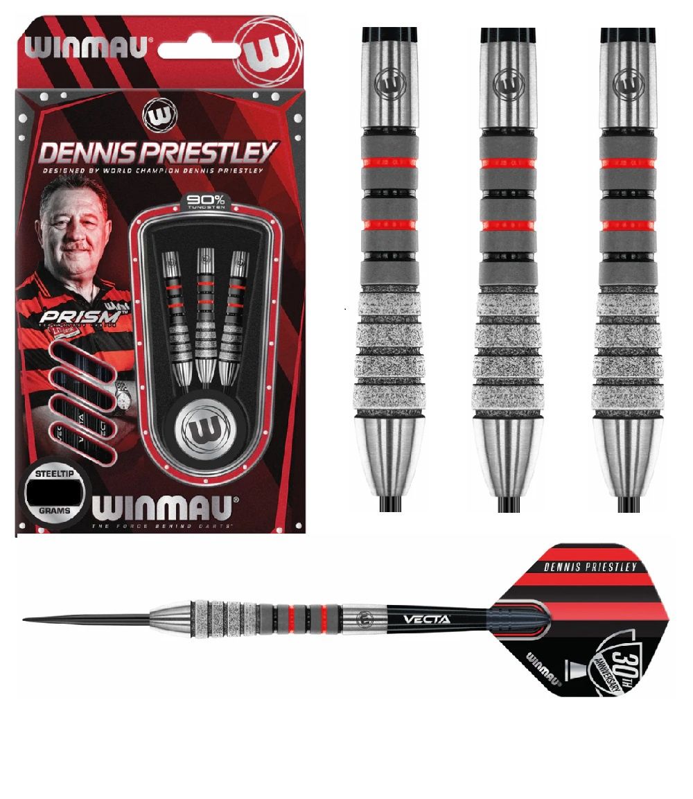 WINMAU DENNIS PRIESTLEY ANNIVERSARY 90% TUNGSTEN DARTS - 19, 22, 24GM, WEIGHT: 19GM