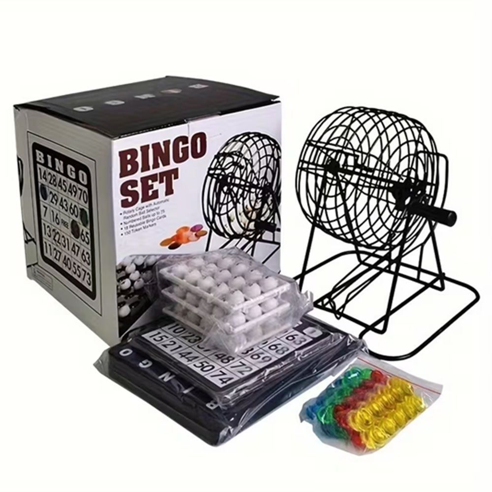 BINGO SET METAL CAGE - 75 BALLS